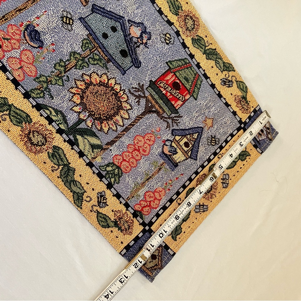 tapestry placemat birdhouses sunflowers and bees themed single mat rectangular - Picture 10 of 10